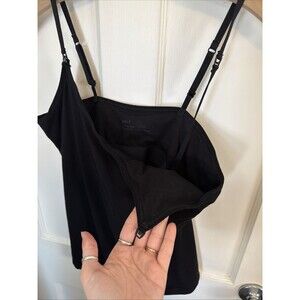 Pact Women’s L Nursing Shelf Bra Camisole Organic Cotton in Black Breast Feeding